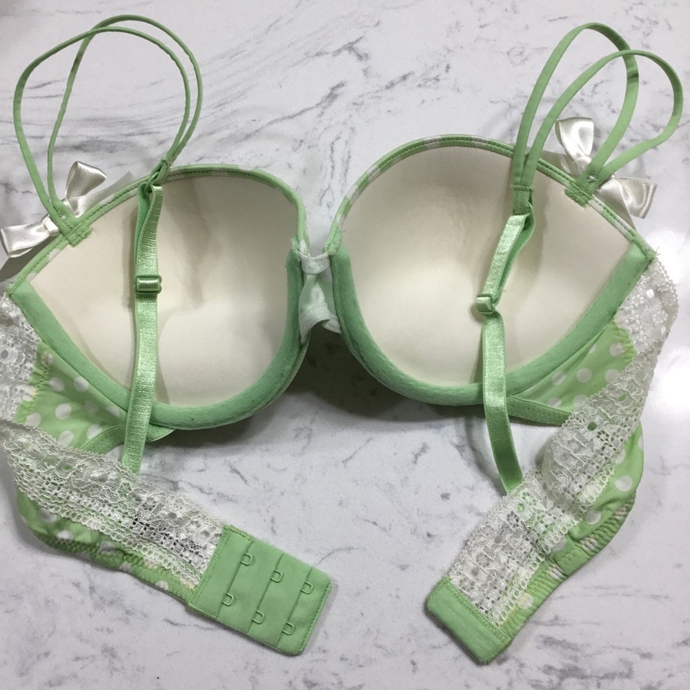 B. Tempt’d By Wacoal Polka Dotted Push Up Bra Lime Green 32C - Picture 14 of 16